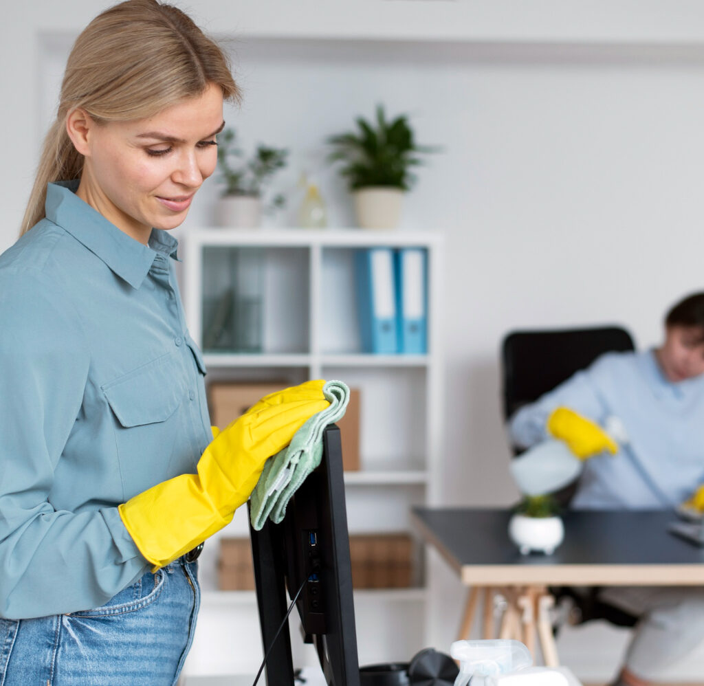 women-cleaning-office